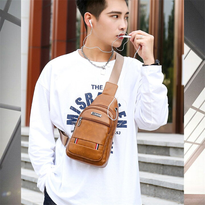 楽天市場】ボディバッグ メンズ 革 PU レザー ショルダーバッグ 小さめ 