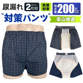 ＼即納／2枚セット 尿漏れパンツ 男性用 前開き 失禁パンツ 大容量 200cc吸収 前後吸収帯 吸水パンツ 尿もれパンツ ギフト 失禁対策 シミ防止 介護