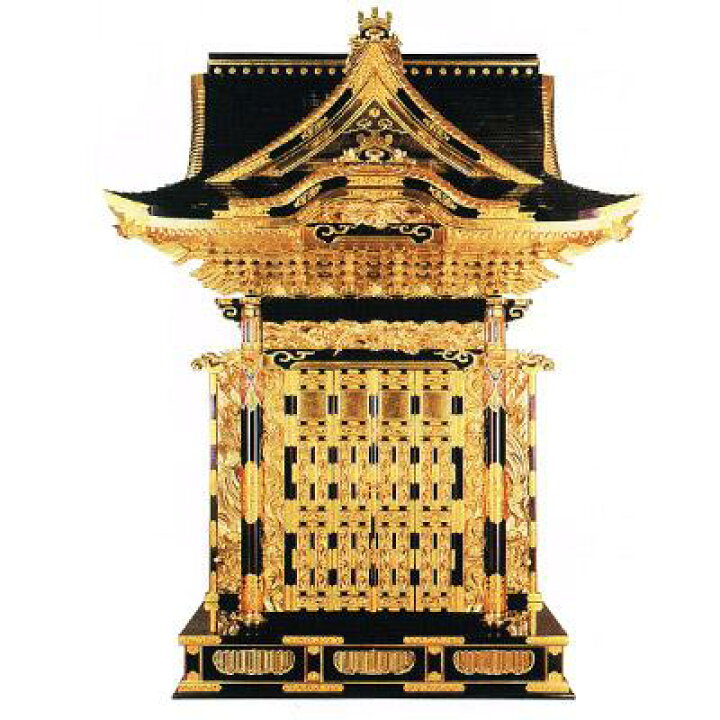 楽天市場】【寺院用】 御宮殿(おくうでん) 三方妻四本柱 黒塗 本金箔押 