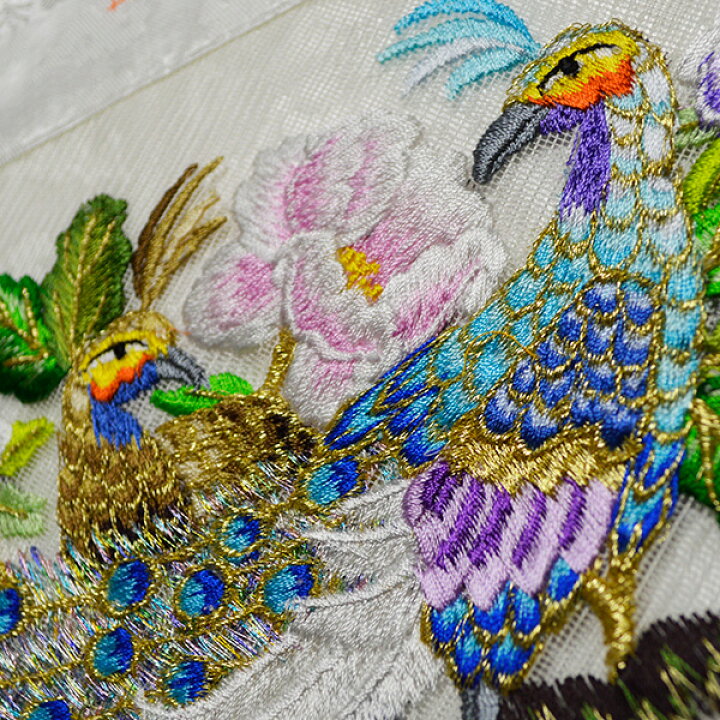 楽天市場】夏用 三角打敷 正絹紗 高級手振り刺繍[牡丹孔雀]【前卓用+上 