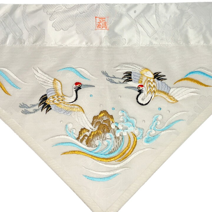 楽天市場】夏用 三角打敷 正絹紗 高級刺繍[波に鶴]【前卓用+上卓用】京 