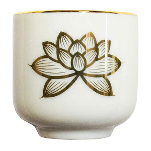 【茶湯器/湯のみ/ゆのみ】仏壇用 湯呑み 金ハス(白地に金の蓮) 1.5寸計測サイズ:φ4.4×高さ4.4cm ※糸尻(高台)φ2.7cm【納期目安:営業日の正午受付で当日出荷】