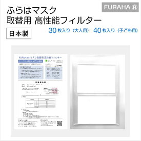 【本日ポイント5倍】マスクフィルター（30枚入り・40枚入り） 日本製 マスクシート 不織布 フィルター 布マスク用 FURAHA ふらは マスク フィルター 飛沫防止 ウィルス対策 PM2.5対策マスク 0.1ミクロン捕集 高機能マスクフィルタ ホワイトビューティー