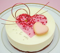【送料込】★ハートのショコラブラン★ホワイトチョコレートと木苺のムース 【直径15cm 】ハートケーキ …