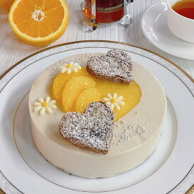【送料込】リニューアル！『紅茶とオレンジのムース』【直径15cm】 ハートケーキ お取り寄せスイーツ お取り寄せグルメ 結婚記念日 誕生日ケーキ バースデー バレンタイン ホワイトデー ケーキ お中元 お歳暮 母の日 誕生日 敬老の日 お祝い 贈り物 ギフト