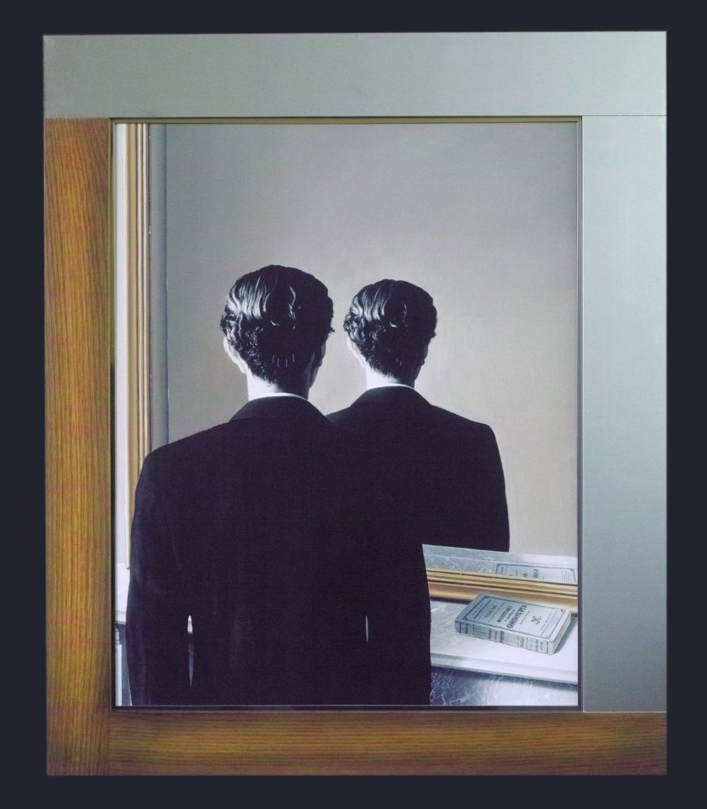 オリジナル額縁 マグリット あざわらう分身 Rene Magritte La 卸売り Reproduction Interdite 1937