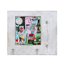 【正規複製ポスター使用】バスキア イタリア語で 縦450x横500mm 創作額縁 Jean-Michel Basquiat In Italian アートフレーム オリジナル額縁 アンティーク ストリートアーティスト