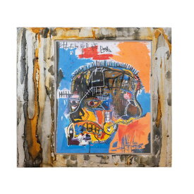 【正規複製ポスター使用】バスキア バスキアの頭蓋骨 縦450x横500mm 創作額縁 Jean-Michel Basquiat Untitled (Basquiat Skull)　アートフレーム オリジナル額縁 アンティーク ストリートアーティスト
