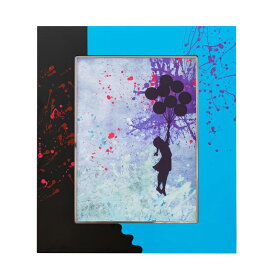 【正規複製ポスター使用】バンクシー フライングバルーンガール 縦540 x横480mm 創作額縁 Banksy Flying Balloon Girlo アートフレーム オリジナル額縁 アンティーク ストリートアーティスト