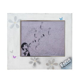 【正規複製ポスター使用】バンクシー 花 フラワー 縦400x横460mm 創作額縁 Banksy Flower アートフレーム オリジナル額縁 アンティーク ストリートアーティスト