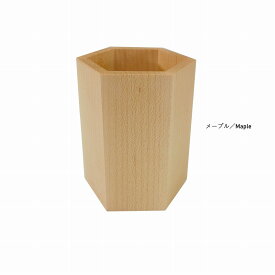 ペン立て 天然木 木製 オフィス でも使えるおしゃれな ペン立てシンプル 自然派 六角形 ウォルナット メープル チェリー　プレゼント ギフト 祝い