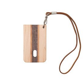 パスケース 天然木 無垢材 旭川家具 国産 木製 自然派 ナチュラル 定期入れ レディース メンズ ICパスケース ストラップ付き ウォルナット メープル チェリー プレゼント ギフト 祝い
