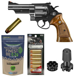 東京マルイ TOKYO MARUI エアガン 5点セット 福袋 エアーコッキング M29 .44マグナム 4インチ ブラックモデル BB弾 カートリッジ スピードローダー ダミーカート 10才以上 (4952839137050set)