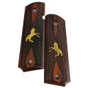 アルタモント Altamont グリップ コルト ガバメント 1911 フルサイズ ダイヤチェッカー ランパントホース 金 スーパーローズ 木製グリップ (4580597560539)