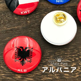 アルバニア 国旗 ガラス ピンズ 　 ( 世界の 国旗 ガラス製 ピン バッジ バッチ バッヂ )