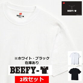 2P BEEFY-T Tシャツ Hanes ヘインズ BEEFY ビーフィー 丸首 Tシャツ 2枚入り 2枚組 白 黒 ユニセックス