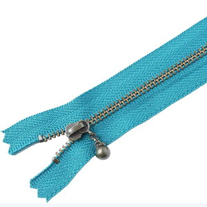 Y.K.K 玉付きファスナー アンティークゴールド 25cm マリンブルー 3GKB25-020