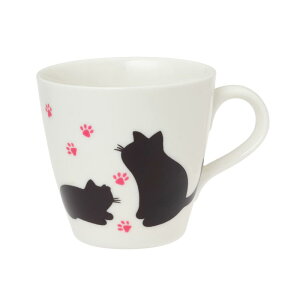 金陶苑 温度で色が変わるマグカップ 温感 お湯で変化 300ml ネコ 猫 箱入り 日本製 ホワイト