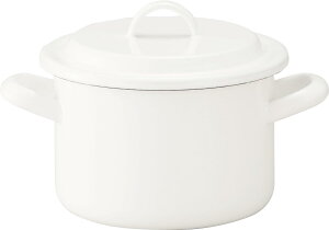 にちにち道具 野田琺瑯 両手鍋 キャセロール 蓋付 IH対応 日本製 ホワイト 14cm YN-W14