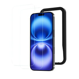 NIMASO ガラスフィルム i Phone 16 用 強化ガラス 保護フィルム ガイド枠付き 指紋防止 高透過率 衝撃吸収 2枚セット アイフォン16（6.1インチ）対応 DSP24G1438