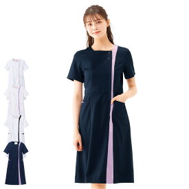 スクエアカラーワンピース【医療 ナース 看護師 白衣 女性 エステ ユニフォーム サロン 受付 制服 クリニック 美容 ナースリー】1130