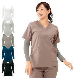 ツバキ花エキス配合 抗菌・抗酸化スクラブインナー【医療 ナース 介護 白衣 Uネック 吸汗速乾 ナースリー 冬 あったか 人気 おすすめ】17001