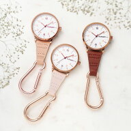 [30%OFFクーポン]【送料無料】ピンクゴールドカラビナ蓄光ウォッチ【楽天スーパーセール ナース 小物 ナ…
