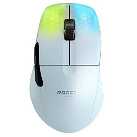 ROCCAT KONE Pro Air ゲーミングマウス (ワイヤレス, エルゴノミック, 軽量75g, Titanスイッチオプティカル, 光学式Owl-Eye 19K dpi,,熱処理PTFE, 半透明, RGB, サイドボタン) ホワイト ドイツデ