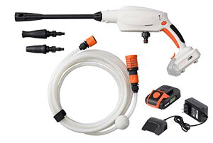 工進(KOSHIN) 18V 2.0Ah 充電式 洗浄機 ガンタイプ SJC-1820 バッテリー 充電器付 コードレス ショートガン 軽量 コンパクト 自吸 水道直結 洗車 ベランダ 清掃 ホワイト、ブラック