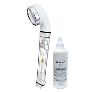 アラミック (Arromic) シャワーヘッド イオニックCシャワー ビタミンC 大容量詰替ボトル付 塩素除去 増圧 節水 最大50% ホワイト 日本製 ICS-A300