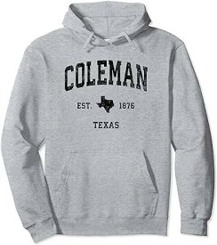 Coleman Texas TX ビンテージアスレチックブラックスポーツデザイン パーカー