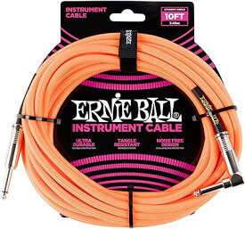 正規品 ERNIE BALL 6067 楽器用シールドケーブル 25フィート BRAIDED INSTRUMENT CABLE 7.62m ネオン オレンジ
