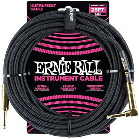 正規品 ERNIE BALL 6058 楽器用シールドケーブル 25フィート BRAIDED INSTRUMENT CABLE 7.62m ブラック