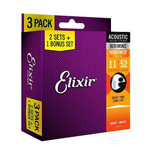 Elixir GNT[ AR[XeBbNM^[ 2Zbg+1{[iXZbg NANOWEB 80/20uY Custom Light .011-.052#16538 (11027 3Zbg) Ki