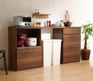 キッチン収納 日本製完成品 天然木調ワイドキッチンカウンター レンジ台＋引き出し 180cmのサムネイル