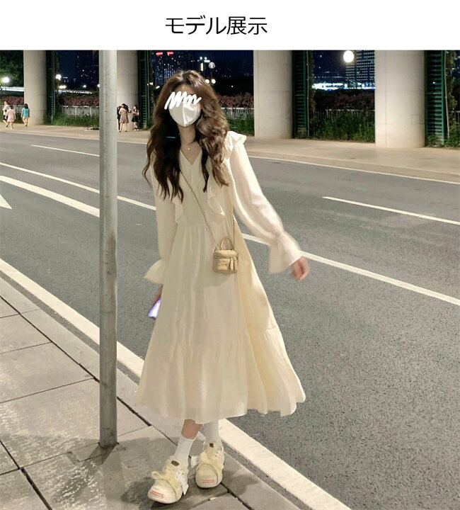 楽天市場】春 秋 ワンピース フリル ワンピース レディース シンプル  