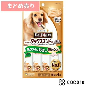 ★6個まとめ売り★ベストバランスおやつミニチュアダックス用 ささみ緑黄色野菜 15g×4本 犬 えさ おやつ ペースト レトルト ◆賞味期限 2025年2月