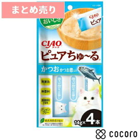 ★6個まとめ売り★いなば CIAO ピュアちゅ〜る かつお かつお節入り 14g×4本 猫 えさ おやつ レトルト ペースト ◆賞味期限 2026年10月
