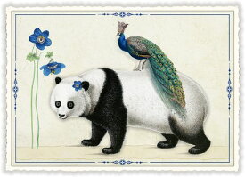 "Peacock and Panda"ラメ加工ダイカットポストカード