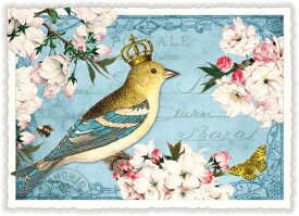 "Bird And Blossoms"ラメ加工ダイカットポストカード