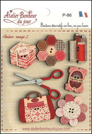 【木製ボタンセット】アトリエルージュ2アトリエボヌールドゥジュール(atelier bonheur du jour)