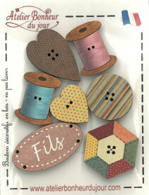 【木製ボタンセット(小)】FILS PATCHアトリエボヌールドゥジュール(atelier bonheur du jour)