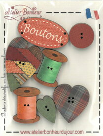 【木製ボタンセット(小)】BOUTONS PATCHアトリエボヌールドゥジュール(atelier bonheur du jour)