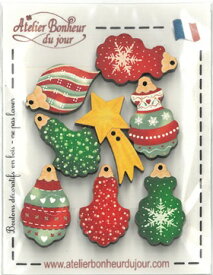 【クリスマス木製ボタンセット(小)】クリスマスタッセルアトリエボヌールドゥジュール(atelier bonheur du jour)