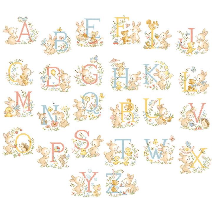 楽天市場 再入荷 Veronique Enginger ヴェロニク アンジャンジェ デザインクロスステッチ図案集 Le Grand Abc Lapinous うさぎ アルファベット ココロ商店