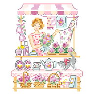 "La marchande de Violettes"(スミレのお花屋さん)クロスステッチ図案VERONIQUE ENGINGER(ヴェロニク・ア…