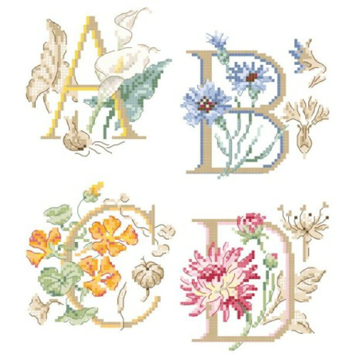 楽天市場 予約受付中 クロスステッチ図案 Botanical Alphabet Chart 植物のアルファベット26のモチーフ ココロ商店