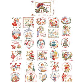【クリスマス】VERONIQUE ENGINGER(ヴェロニク・アンジャンジェ)デザインクロスステッチ図案集"La grande histoire des-Charts for cards" (お祝いカード 31のモチーフ)
