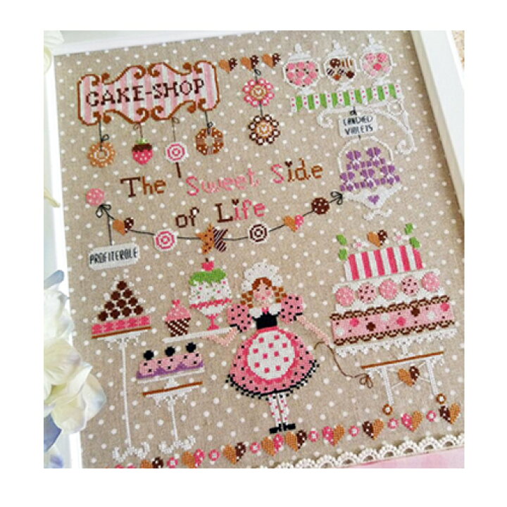 楽天市場 イタリア クオーレエバッティクオーレ Cuore E Baticuore クロスステッチ図案 Il Lato Dolce Della Vita ケーキ屋さん ココロ商店
