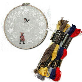 DMC刺繍糸のみ 8本入　Red Robin and Snow Wreach (赤いコマドリと雪のリース)